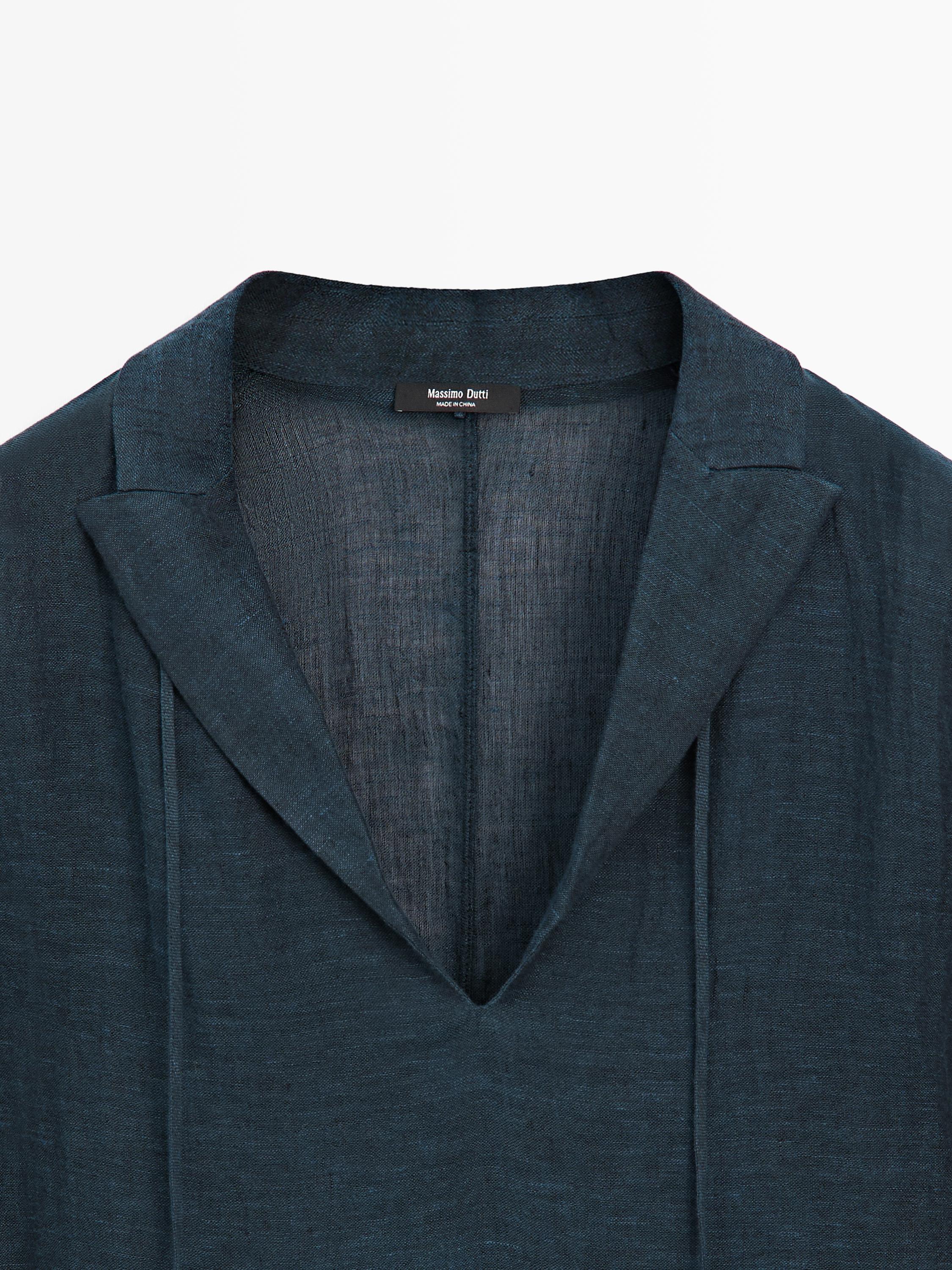100% linen flowing collared blouse